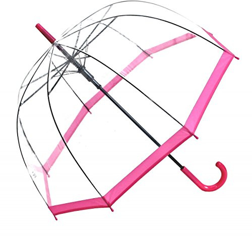 RSK Regenschirm Transparent Durchsichtig Glockenschirm Automatik Rand pink