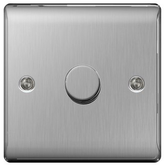 BG Nexus Metal Brushed Steel Dimmer Switch 400w NBS81P