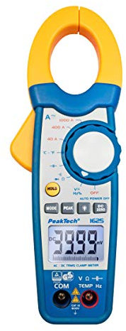 PeakTech 1625 – True RMS Stromzange 1000A AC/DC, Digital Multimeter, Zangenmessgerät, TÜV/GS, Strommesszange, 4000 Counts, Berührungsloser Spannungsmesser, Strommessgerät, Durchgangsprüfer - Max 600 V