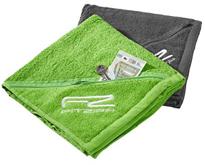 CKM Fitzipp Fitness-Handtuch mit wasserabweisender Tasche Baumwolle (50 x 100cm, Anthrazit)