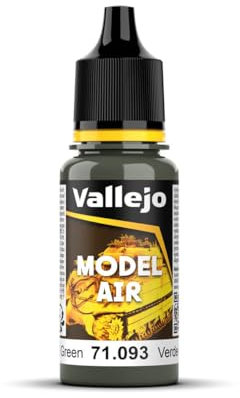 Vallejo Model Air Acrylic Paint, Matte Finish, 18 ml Bottle with Dropper, Ideal for Airbrush, Perfect for Modeling and Miniatures, NATO Green