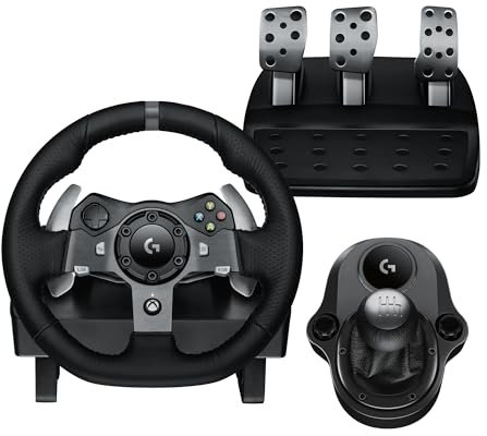 Logitech G920 Driving Force Racing Wheel & Pedals Plus Gear Shifter Bundle (Xbox One & PC) UK-Plug
