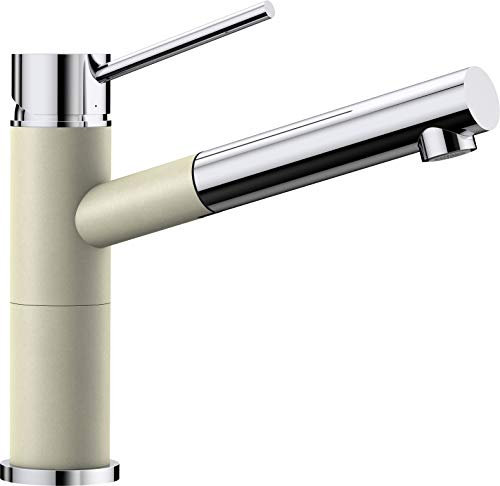 BLANCO 515328 ALTA-S Compact Küchenarmatur / Kompakter Einhebelmischer SILGRANIT-Look in Jasmin-Chrom mit ausziehbarer Schlauchbrause / Hochdruck