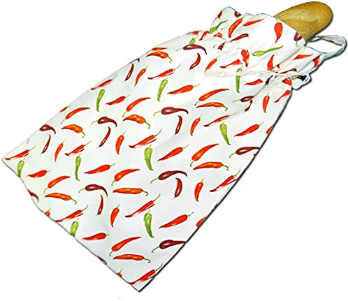 SACASAC - Sac à Pain - Longue Conservation - Motif Piments - 2 Epaisseurs dont 1 micro-respirante. 42 X 5 X 35 cm. Création française