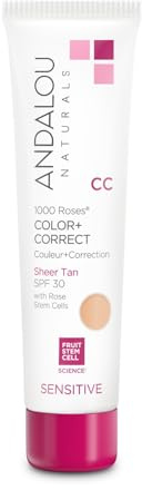Andalou Naturals 1000 Roses CC Color + Correct Sheer Tan SPF 30, 2 Ounce