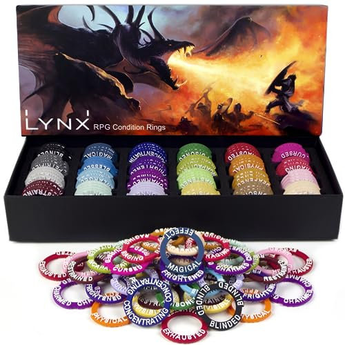 LYNX DND Figuren Condition Rings - 96 Für 24 Status -und Zaubereffekte. Pen and Paper Zubehör/Geschenk Für D&D Miniatures, Rollenspiele Tabletop, Dungeons and Dragons, DND 5e Edition & Pathfinder