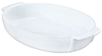Pyrex 8013105.0 Piatto Ovale in gres, Colore: Bianco, Ceramica, Bianco, 30 x 20 cm