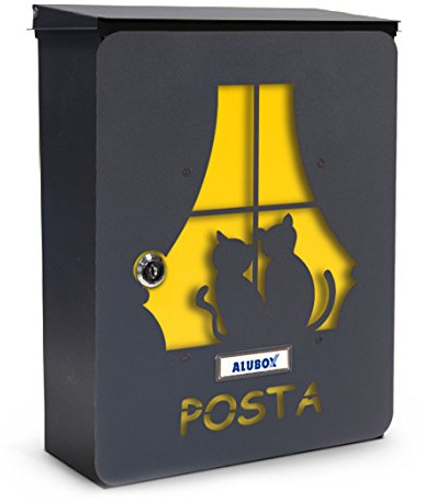 Alubox Gatti Cassetta Postale Mia con Sportello, Multicolore, Set di 2 Pezzi