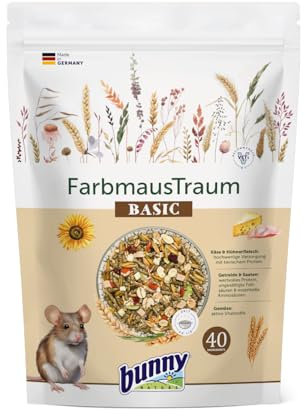 Bunny FarbmausTraum Basic | 500 g | Alleinfuttermittel für Farbmäuse | Ohne Zucker, Zusatzstoffe, Geschmacksverstärker oder Farbstoffe | Mit Käse & Hühnerfleisch