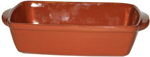 Amazing Cookware Large Natural Terracotta Rectangular Deep Dish, Brown