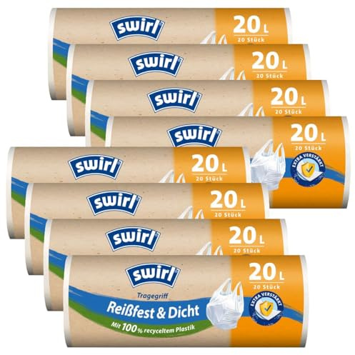 8x Swirl Tragegriff Müllbeutel 20L (20 stk./Rolle)