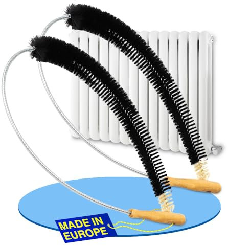 MaxxGoods Brosses pour Radiateur - 2 pièces - 120 cm - Brosses Dépoussiérantes de Chauffages avec Poils de Chèvre - Idéale Panneaux Chauffants