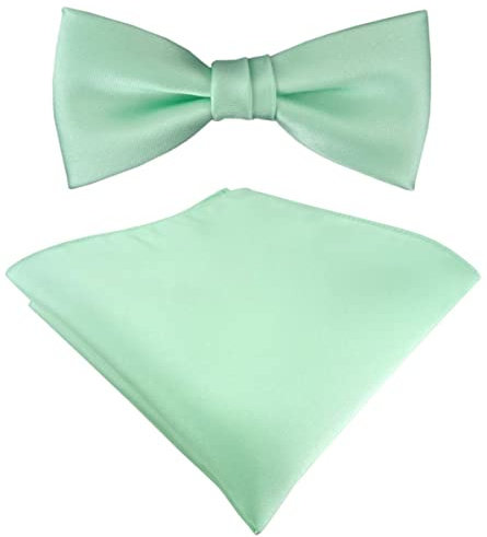 TigerTie - Set Kleinkinder Baby Fliege in mint Uni - Gr. 29 bis 40 cm Halsumfang verstellbar + Einstecktuch + Aufbewahrungsbox