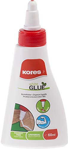 Kores - Starkt grepp vitt självhäftande flytande hantverkslim för barn och vuxna, säkert och giftfritt, för konst och hantverk, skol- och kontorsmaterial, förpackning med 1 x 60 ml, 60 ml, PVA