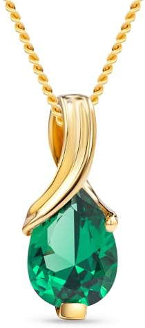 Miore Cadena de Oro Amarillo de 9K (375) con Esmeralda sintética para Mujer