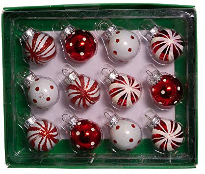 Kurt Adler GG0294 1-Inch Ornament Set, Red, White