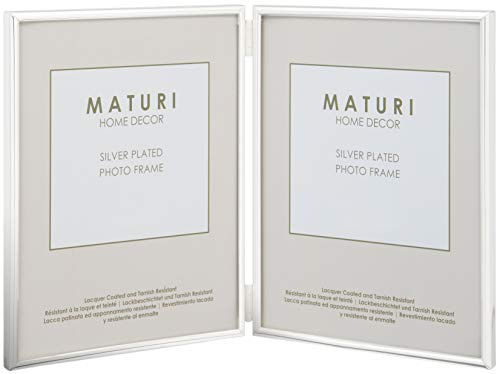 Maturi 15 x 20cm Double Cadre Photo Fin Portrait, Plaqué Argent