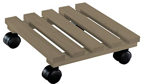 WAGNER Pflanzenroller Country 29 x 29 x 8 cm I Blumenroller für den Innenbereich I Rutschsicheres Rollbrett I Kübelroller aus FSC® Massivholz, Taupe I Tragkraft 100 kg I Made in EU - 20019601