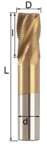 Fervi F007/12 4 flauto fresa codolo cilindrico sgrossatura, 12 mm