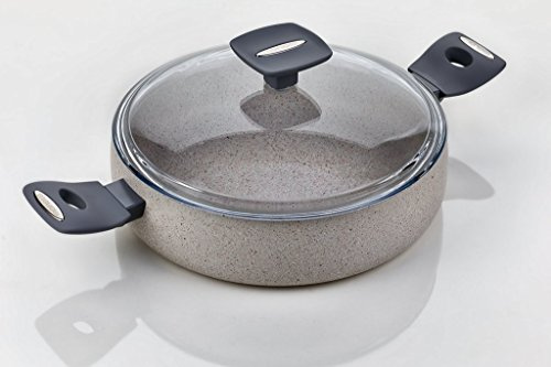 Moneta Mammola Stone Servierpfanne 28 cm mit Glasdeckel, Aluminium, 4.6 liters