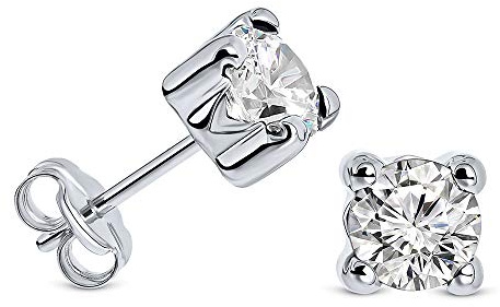 MIORE Schmuck Damen, Gelbgold/Weißgold 9 Karat 375, Goldene Ohrringe Damen, Ohrstecker Gold mit Zirkonia in Krappenfassung, Hypoallergene Ohrringe Handgefertigt, Goldschmuck in hochwertiger Schmuckbox