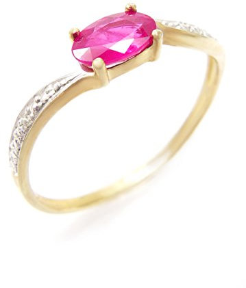 RoMi Damenring aus 333/ Gold (Bicolor) mit Echtem Rubin und Echten Brillianten (0,01 ct) Größe: 58