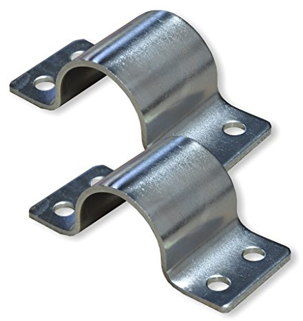 Erwin Weiß GmbH Pack of 2 Pipe Clamps for Pipes with 40 - 42 mm Diameter, Steel Mounting Clamp for SAT Antenna Masts, Cables and Hoses, Mast Clamp Galvanised Steel