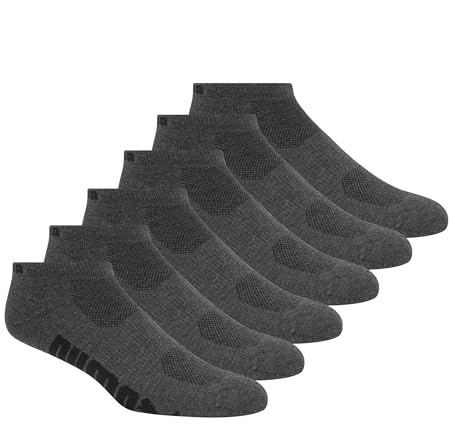 PUMA Men's 6 Pack Low Cut Socks, Grey/Black, 10-13