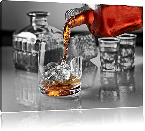 Whiskey Whiskey verre noir / blanc Taille: 60x40 sur toile, énorme XXL Photos complètement encadrée avec civière, art impression sur murale avec cadre, moins cher que la peinture ou la peinture à l'huile, aucune affiche ou un poster