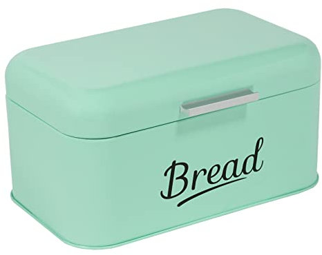 Cestino per il pane, scatola per il pane, contenitore di metallo con coperchio in bambù. Metall-Mint