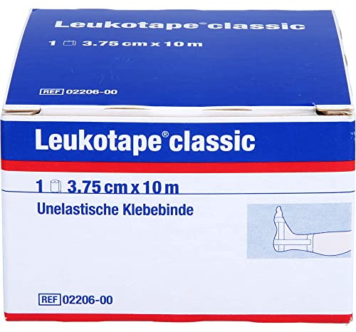 Leukotape classic 3,75 cm x 10 m weiß unelastische Klebebinde, 1 Stycke Sårförband