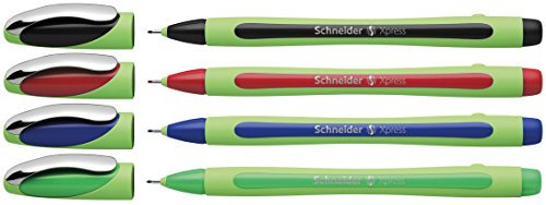 Schneider Xpress Fineliner (Tinte dokumentenecht, Strichstärke 0,8 mm, Made in Germany) 4er Set, sortiert