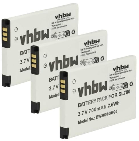 vhbw 3X Akku kompatibel mit Siemens Gigaset SL450, SL400H, SL350H, SL350, SL400A, SL400 schnurlos Festnetz Telefon (700 mAh, 3,7 V, Li-Ion)