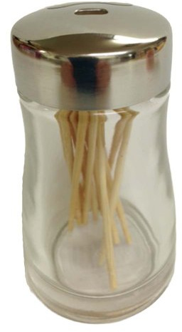 Toothpick Dispenser Holder Glass and Stainless Steel by FORMA 1.7 x 1.7 x 3 inches