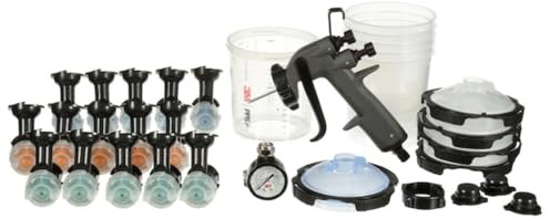 3M Performance Spray Gun Starter Kit, 26778, Includes PPS 2.0 Paint Spray Cup System, 15 Replaceable Gravity HVLP Atomizing Heads, Air Control Valve