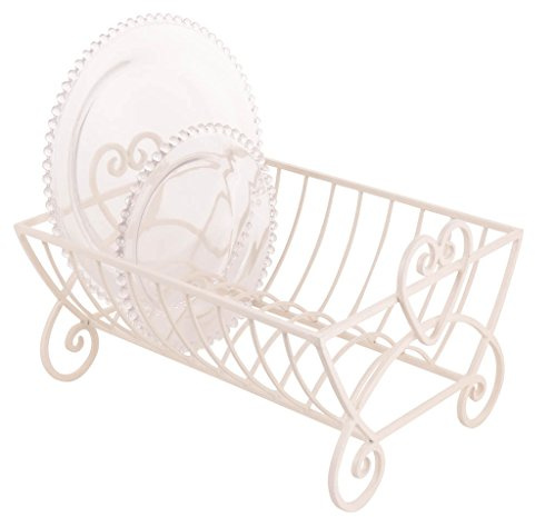 Dibor Cast Iron Kitchen Sink Dish Drainer 10 Compartment Plate Drying Rack | Ivory White, Plate Drainer, Sink Accessories, Recycled Metal