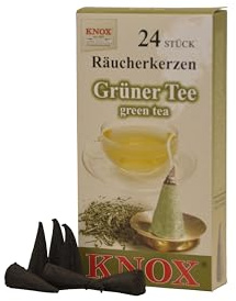 KNOX Räucherkerzen - Duft: Grüner Tee - Menge: 24 Stück - Brenndauer: ca. 10-15 min - Made in Germany