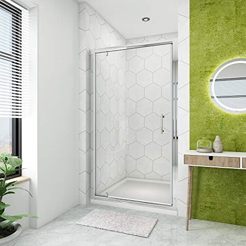ELEGANT 860mm Pivot Hinge Shower Door 6mm Safety Glass Reversible Shower Enclosure Cubicle