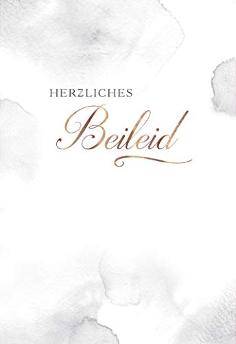 KE - Hochwertige Trauerkarte DIN B6, Anteilnahme Karte mit Umschlag, Beileidskarte 176x125mm, Klappkarte - Motiv: Herzliches Beileid