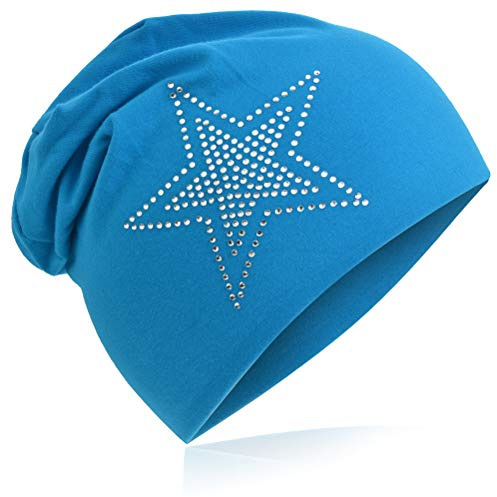 Miobo Kinder Slouch Beanie Mütze,Baumwolle,Strass Stern