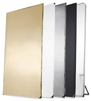 Walimex Pro 5-in-1 Reflektorpanel, 100x200 - Ideal für alle Bereiche der Fotografie, Aufhellung von Schatten, einfacher Aufbau, 5 Farboptionen, inkl. Transporttasche