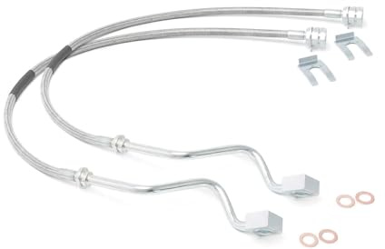 Rough Country Front Stainless Brake Lines for Ford F-250/F-350 Super Duty (1999-2004) with 4-8 Lift, 27 Long