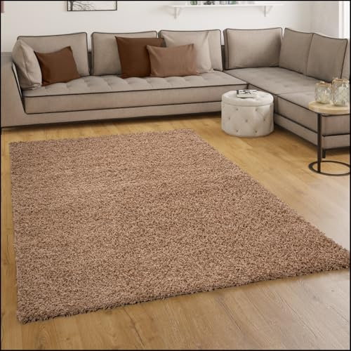 Paco Home Alfombra Sky Lisa De Pelo Alto Largo Estilo Shaggy En Beige, tamaño:60x100 cm