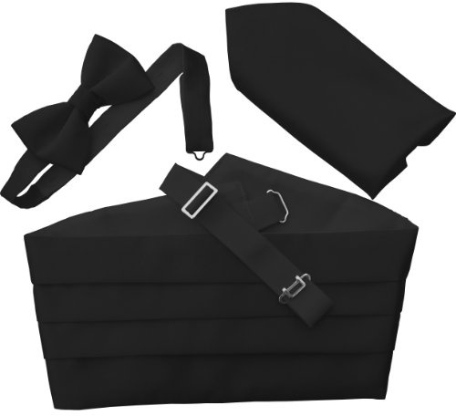 Great British Tie Club Herren Satin Kummerbund Set mit Fliege und Einstecktuch – Elegantes Smoking Accessoire Set für Hochzeit, Gala, Party & Festliche Anlässe