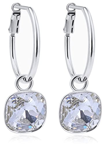 Silber-Creolen 925 Sterling mit Charm Anhänger Markenkristalle Ohrringe NOBEL SCHMUCK