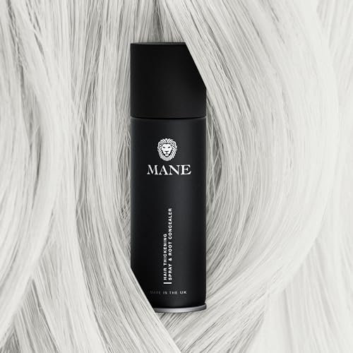 Mane Hair Thickening Spray & Root Touch Up, Hair Thickener, Hair Thickening Fiber Spray by Mane for Women & Men, Conceal Hair Loss & Thinning Hair - Silver - (200 ml)