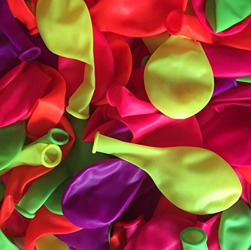 100 Luftballons * NEON * mit Schwarzlicht UV Effekt | 25cm Durchmesser| Neon Glow Neonfarben Luftballon Ballons Deko Geburtstag Party