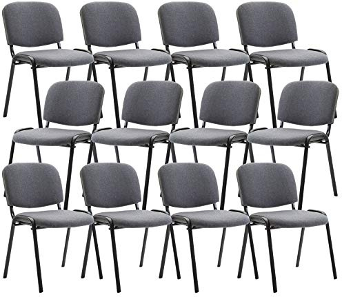 CLP Set 12 Sedie Conferenza Ken In Stoffa I Sedie Riunione Impilabili In Metallo Con Carico Max 120 KG I Sedia Ospite Classica Con Schienale, Colore:grigio