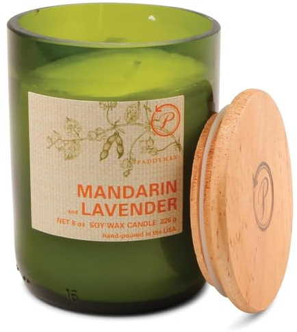 Paddywax Eco Green Bougie coulée dans Un Bocal en Verre Senteur Mandarine/Lavande Vert