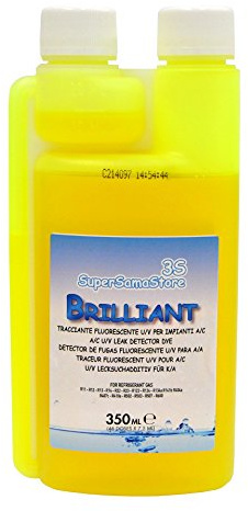 3S SuperSamaStore Uv-Tracer-Flüssigkeit für Auto-Klimaanlagen und -Kühlsysteme „Brilliant“, Professioneller Fluoreszierender Uv-Tracer-Zusatzstoff zur Erkennung von Kältemittelleckagen, 350 ml